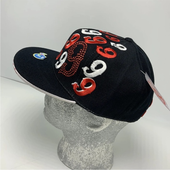 Gino Green Global Black Red White Studded 59FIFTY Hat - Picture 2 of 5
